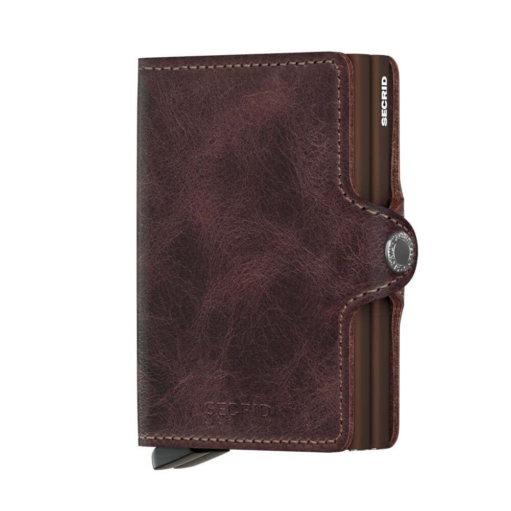 6911 Twin Wallet, Vintage Chocolate, Leather with RFID Protecton, Holds up